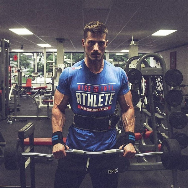 2019 New Men Summer Gyms Fitness Bodybuilding T shirt Printed Cotton Shirts Brand Slim Casual Short Tees Tops Clothes