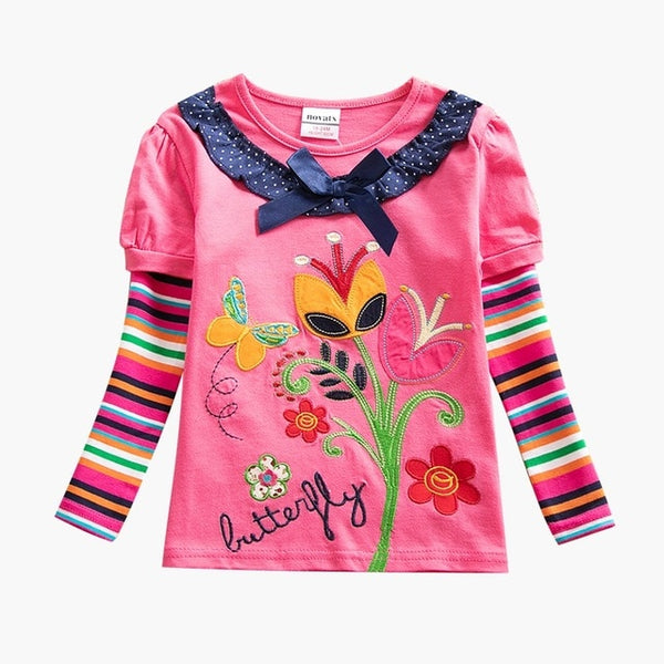 Girls T-shirt Children t Shirts Kids Flower t-shirt Girls Long Sleeve Tops Girls T Shirt Child Clothing Kids Cotton Shirts F4908