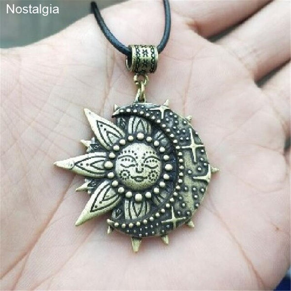 Wiccan Sun Moon Star Male Necklace Women Mandala Lotus Flower Wicca Witchcraft Witch Jewelry Neckless Spiritual Jewelery