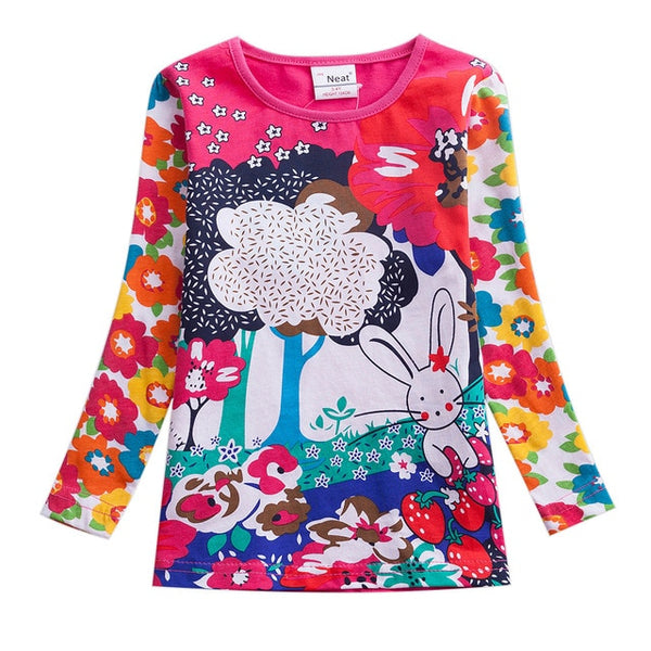 Girls T-shirt Children t Shirts Kids Flower t-shirt Girls Long Sleeve Tops Girls T Shirt Child Clothing Kids Cotton Shirts F4908