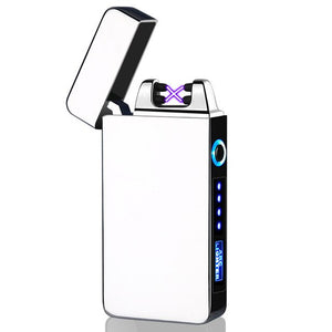 Windproof Dual Arc Lighter Flameless Electronic Rechargeable Electric Lighter for Cigarette Candle with LED Power Display