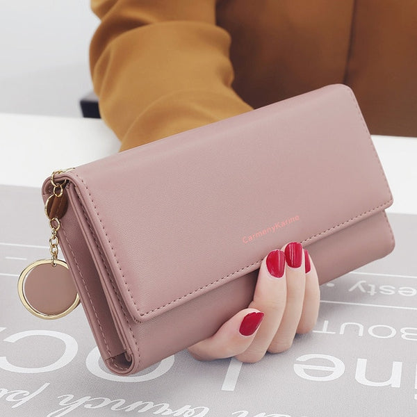 aliwood New Fashion Women Wallets Brand Letter Long Tri-fold Wallet Purse Fresh Leather Female Clutch Card Holder Cartera Mujer