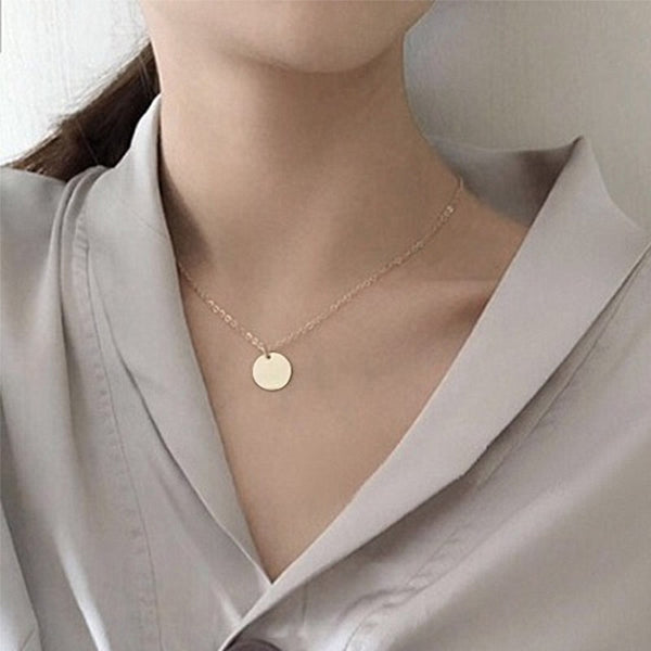 New Trendy Delicate Small Disc Chic Necklace Women Chain Choker Women's Necklaces Jewelery Pendant Gift