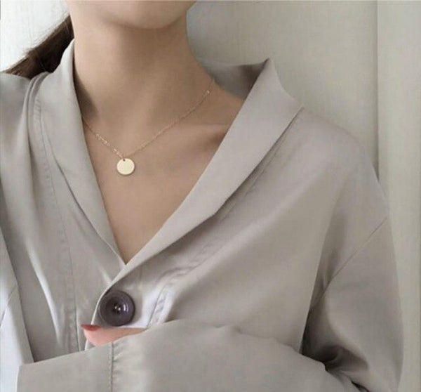 New Trendy Delicate Small Disc Chic Necklace Women Chain Choker Women's Necklaces Jewelery Pendant Gift