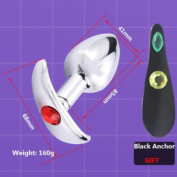 Metal Anal Plug with Corlor Jeweled 3 Style S/M/L Steel Butt Plug for Women Men Sex Anal Toys Wearing Outdoor All Day Beginner