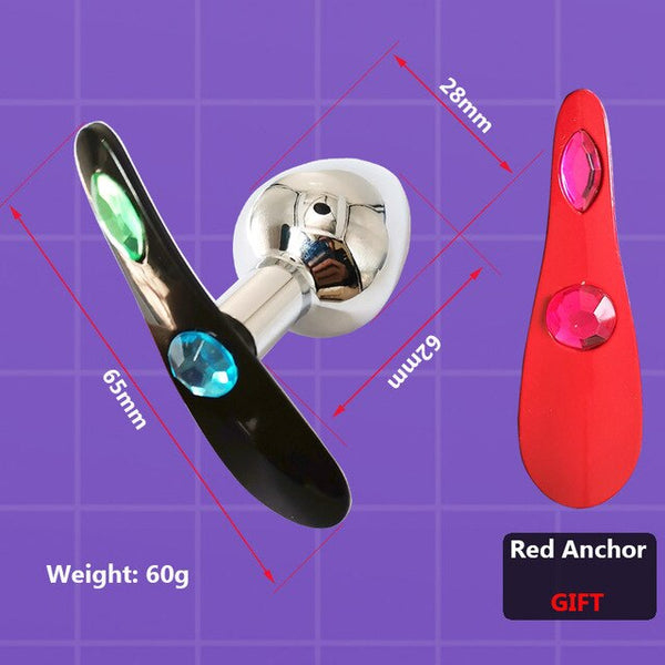 Metal Anal Plug with Corlor Jeweled 3 Style S/M/L Steel Butt Plug for Women Men Sex Anal Toys Wearing Outdoor All Day Beginner