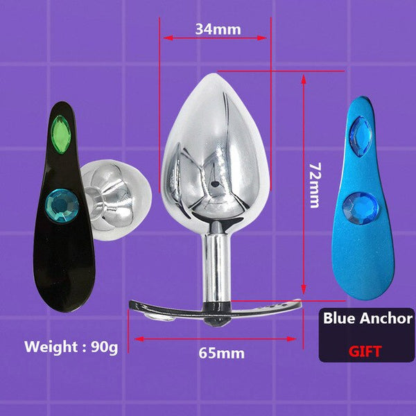 Metal Anal Plug with Corlor Jeweled 3 Style S/M/L Steel Butt Plug for Women Men Sex Anal Toys Wearing Outdoor All Day Beginner