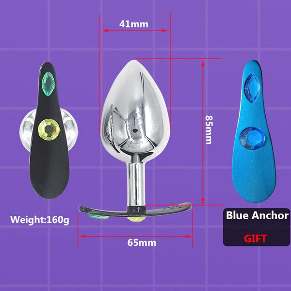 Metal Anal Plug with Corlor Jeweled 3 Style S/M/L Steel Butt Plug for Women Men Sex Anal Toys Wearing Outdoor All Day Beginner