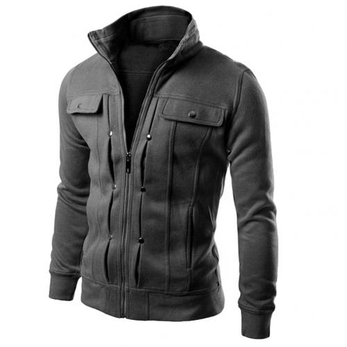 Fashion Men Jackets Coat Autumn Winter Zipper Casual Fleece Coat Bomber Jacket Stand Collar Fashion Male Outwear