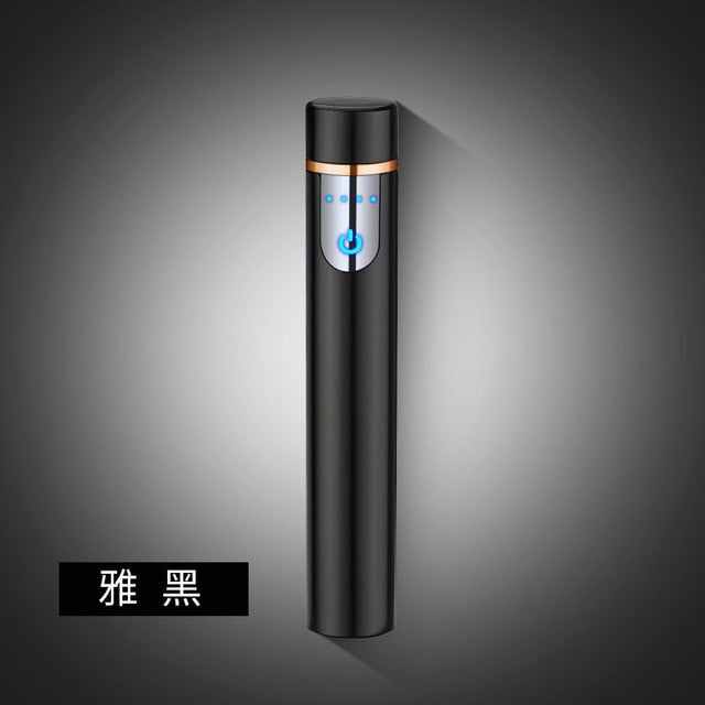 2018 New Thin Cigarette Lighter Metal USB Charging Lighters Rechargeable Electric Lighter Windproof High Quality Gadgets For Men