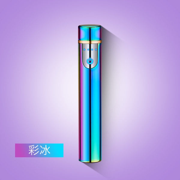 2018 New Thin Cigarette Lighter Metal USB Charging Lighters Rechargeable Electric Lighter Windproof High Quality Gadgets For Men