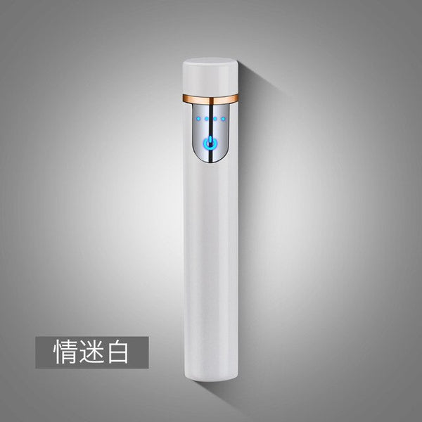 2018 New Thin Cigarette Lighter Metal USB Charging Lighters Rechargeable Electric Lighter Windproof High Quality Gadgets For Men