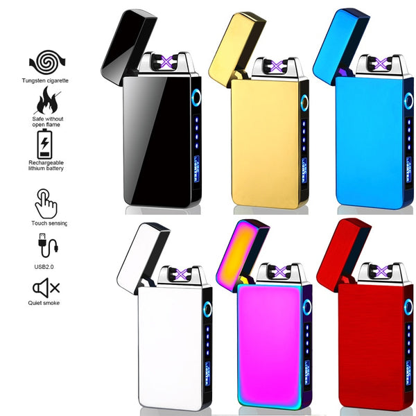 Charging Lighter Touch Induction Windproof Electronic Ultra-thin USB Cigarette Lighter Custom Metal Cigarette Accessories