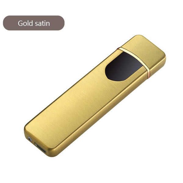 Charging Lighter Touch Induction Windproof Electronic Ultra-thin USB Cigarette Lighter Custom Metal Cigarette Accessories