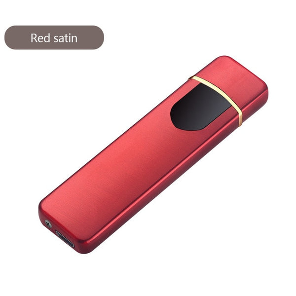 Charging Lighter Touch Induction Windproof Electronic Ultra-thin USB Cigarette Lighter Custom Metal Cigarette Accessories