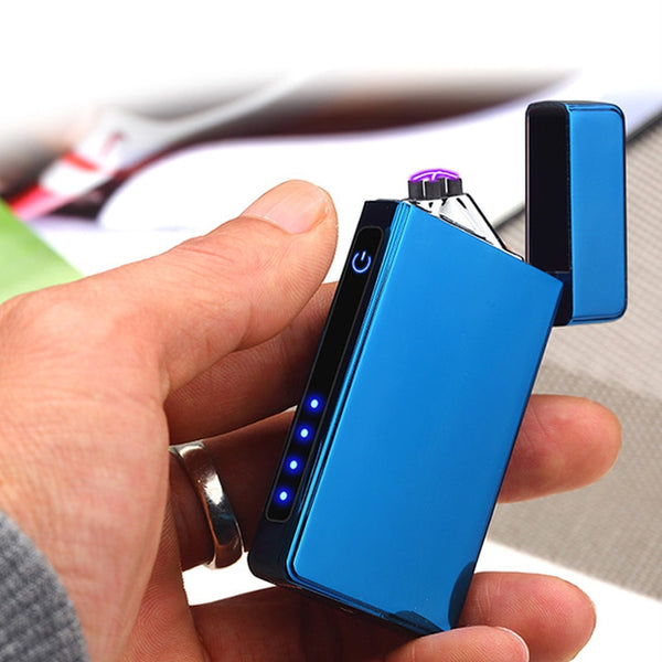 Double Arc Lighter Touchscreen Lighter Windproof Electronic USB Recharge Cigarette Electric Lighter With Battery Indicator