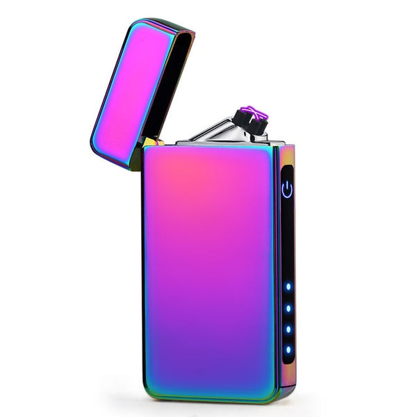 Double Arc Lighter Touchscreen Lighter Windproof Electronic USB Recharge Cigarette Electric Lighter With Battery Indicator