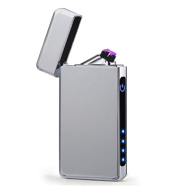 Double Arc Lighter Touchscreen Lighter Windproof Electronic USB Recharge Cigarette Electric Lighter With Battery Indicator