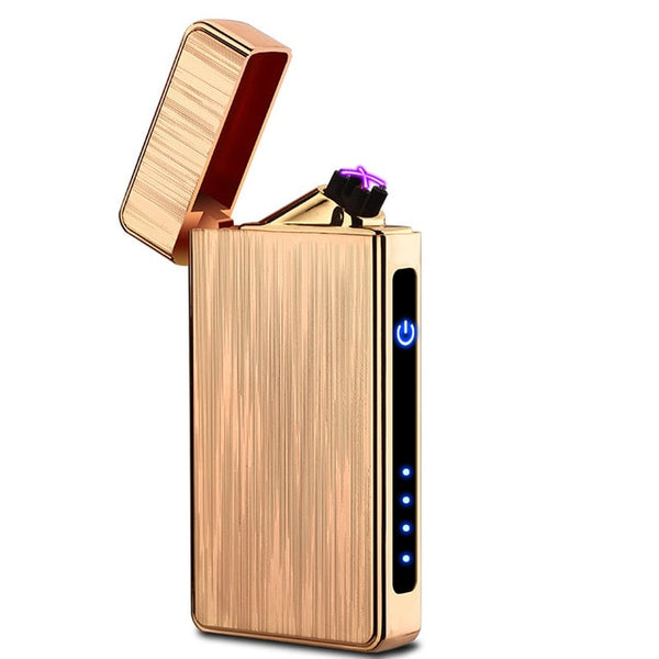 Double Arc Lighter Touchscreen Lighter Windproof Electronic USB Recharge Cigarette Electric Lighter With Battery Indicator