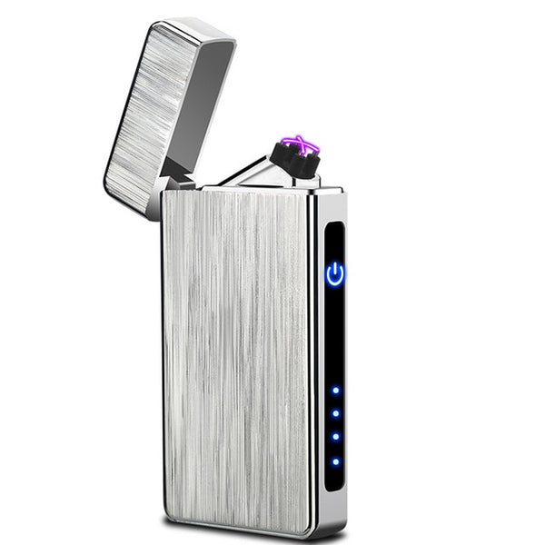 Double Arc Lighter Touchscreen Lighter Windproof Electronic USB Recharge Cigarette Electric Lighter With Battery Indicator