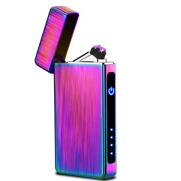 Double Arc Lighter Touchscreen Lighter Windproof Electronic USB Recharge Cigarette Electric Lighter With Battery Indicator