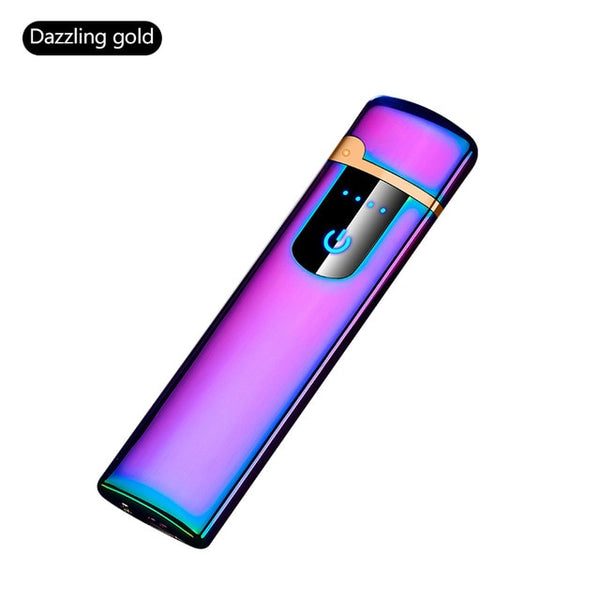 Double Arc Lighter Touchscreen Lighter Windproof Electronic USB Recharge Cigarette Electric Lighter With Battery Indicator