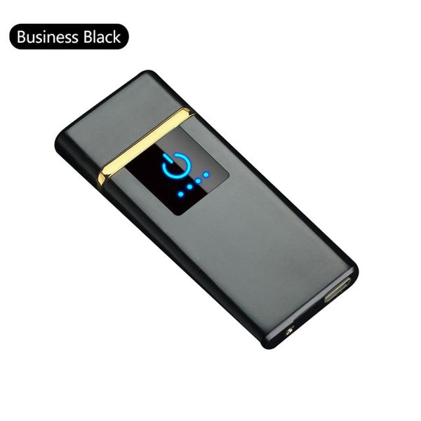 Double Arc Lighter Touchscreen Lighter Windproof Electronic USB Recharge Cigarette Electric Lighter With Battery Indicator