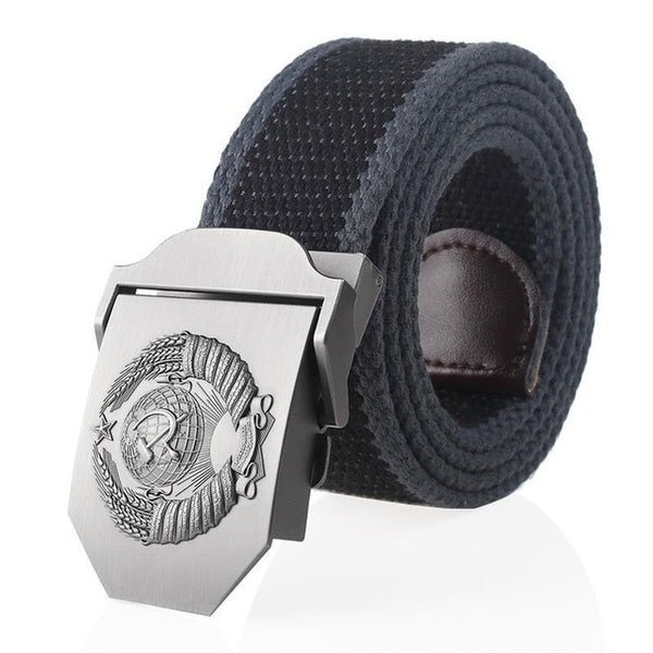 SupSindy New Canvas Belt 3D Soviet National Emblem metal buckle jeans belts for Men CCCP Army Military tactical belts male strap