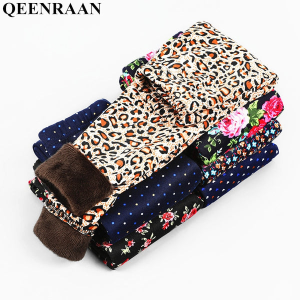 Autumn Winter Baby Girls Leggings 2020 Thick Warm Dot Pants Kid Girl Leopard Plus Velvet Pants Children Vintage Flowers Trousers