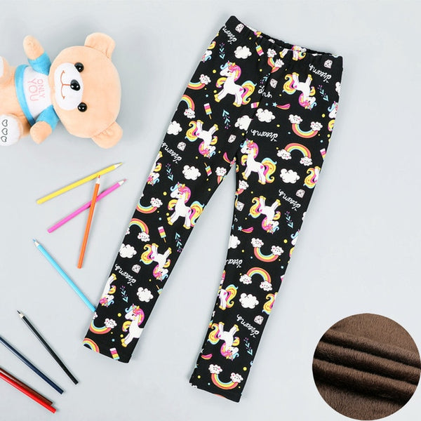 Autumn Winter Baby Girls Leggings 2020 Thick Warm Dot Pants Kid Girl Leopard Plus Velvet Pants Children Vintage Flowers Trousers