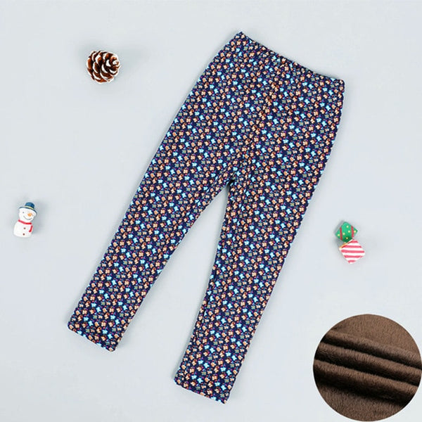 Autumn Winter Baby Girls Leggings 2020 Thick Warm Dot Pants Kid Girl Leopard Plus Velvet Pants Children Vintage Flowers Trousers