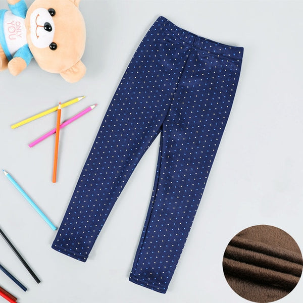 Autumn Winter Baby Girls Leggings 2020 Thick Warm Dot Pants Kid Girl Leopard Plus Velvet Pants Children Vintage Flowers Trousers