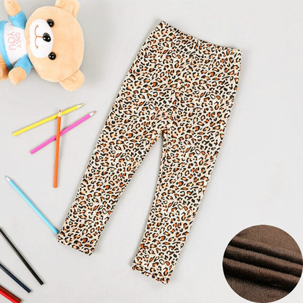 Autumn Winter Baby Girls Leggings 2020 Thick Warm Dot Pants Kid Girl Leopard Plus Velvet Pants Children Vintage Flowers Trousers