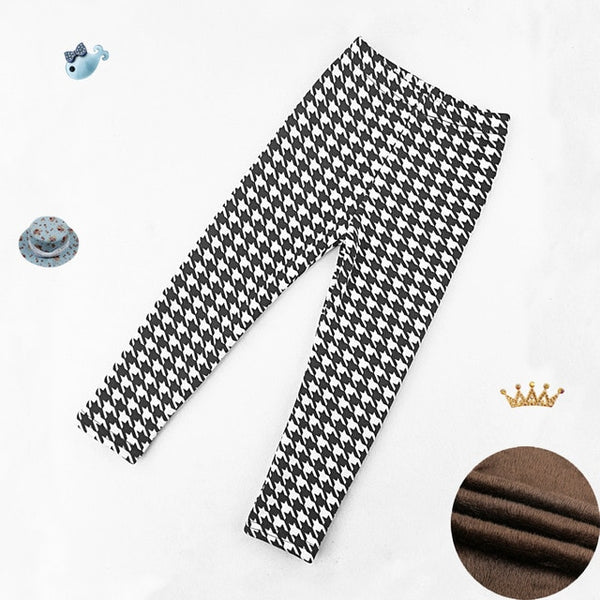 Autumn Winter Baby Girls Leggings 2020 Thick Warm Dot Pants Kid Girl Leopard Plus Velvet Pants Children Vintage Flowers Trousers