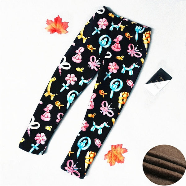 Autumn Winter Baby Girls Leggings 2020 Thick Warm Dot Pants Kid Girl Leopard Plus Velvet Pants Children Vintage Flowers Trousers