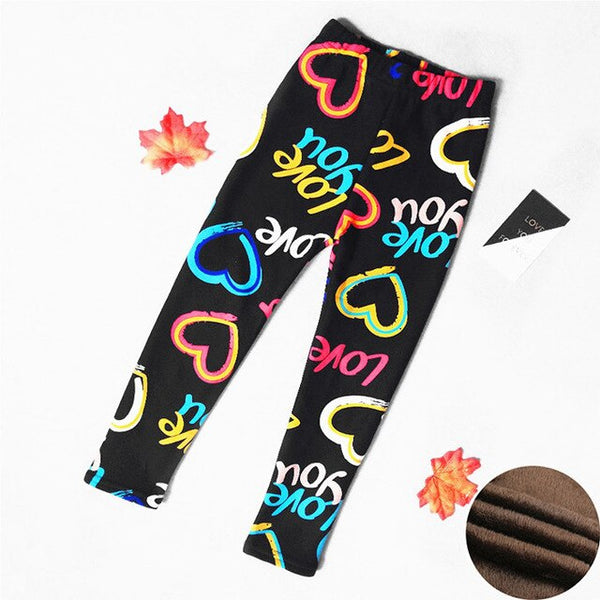 Autumn Winter Baby Girls Leggings 2020 Thick Warm Dot Pants Kid Girl Leopard Plus Velvet Pants Children Vintage Flowers Trousers