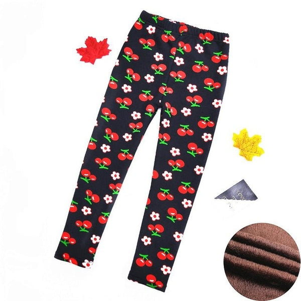 Autumn Winter Baby Girls Leggings 2020 Thick Warm Dot Pants Kid Girl Leopard Plus Velvet Pants Children Vintage Flowers Trousers