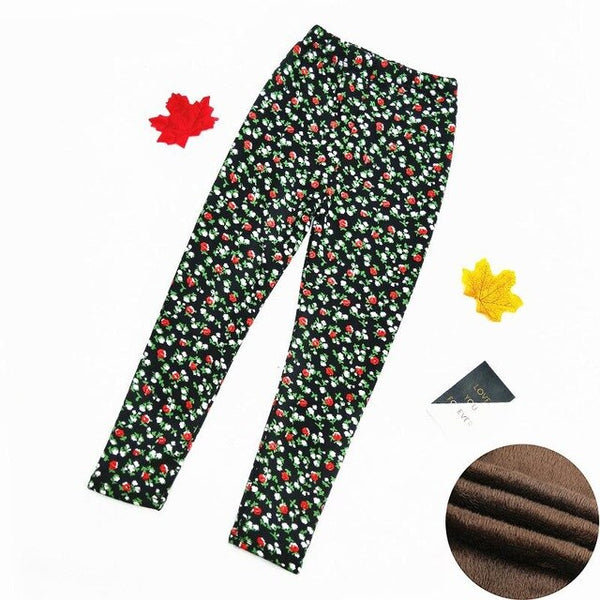 Autumn Winter Baby Girls Leggings 2020 Thick Warm Dot Pants Kid Girl Leopard Plus Velvet Pants Children Vintage Flowers Trousers