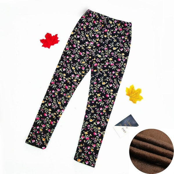 Autumn Winter Baby Girls Leggings 2020 Thick Warm Dot Pants Kid Girl Leopard Plus Velvet Pants Children Vintage Flowers Trousers