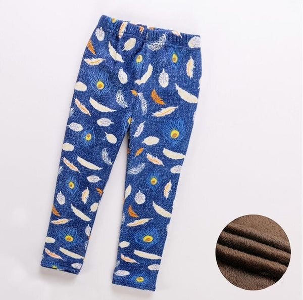 Autumn Winter Baby Girls Leggings 2020 Thick Warm Dot Pants Kid Girl Leopard Plus Velvet Pants Children Vintage Flowers Trousers