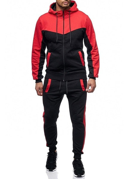 Men Casual Sets 2020 Spring New Solid Splice Jogger Tracksuit Zipper Hoodies+Pants 2PC Sets Men's Sportswear Sport Suit Clothing