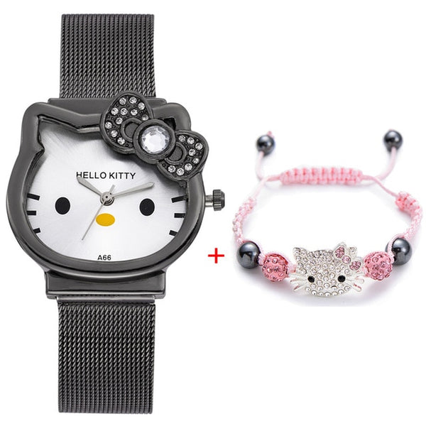 High Quality Cartoon Cute Mesh Stainless Steel Band Quartz Watch Children Kids Girls Boys Casual Bracelet Wristwatch Relogio