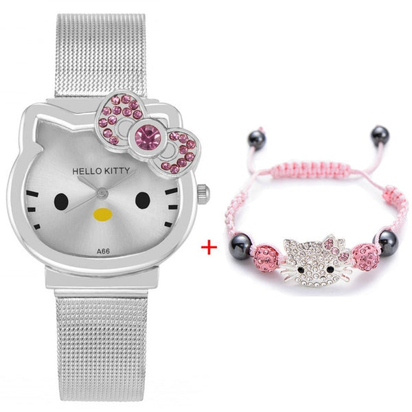 High Quality Cartoon Cute Mesh Stainless Steel Band Quartz Watch Children Kids Girls Boys Casual Bracelet Wristwatch Relogio