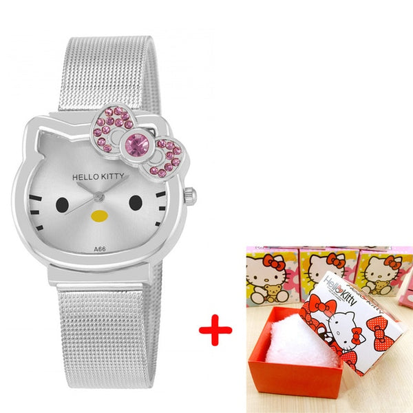 High Quality Cartoon Cute Mesh Stainless Steel Band Quartz Watch Children Kids Girls Boys Casual Bracelet Wristwatch Relogio