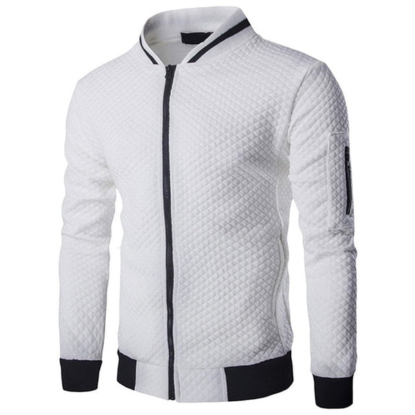 HEFLASHOR 2020 New Trend White Fashion Men's Jackets Clothes Long Sleeve Men's Veste Homme Argyle Zipper Jacket Casual Jacket