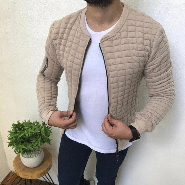 HEFLASHOR 2020 New Trend White Fashion Men's Jackets Clothes Long Sleeve Men's Veste Homme Argyle Zipper Jacket Casual Jacket