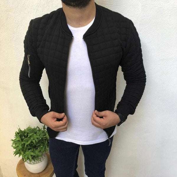 HEFLASHOR 2020 New Trend White Fashion Men's Jackets Clothes Long Sleeve Men's Veste Homme Argyle Zipper Jacket Casual Jacket