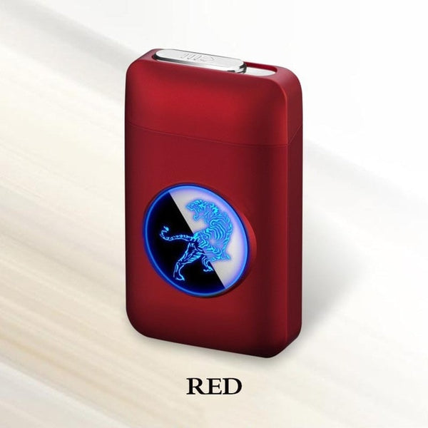 Resin Metal Capacity Cigarette Case Box With USB Electronic Lighter 19PCS Cigarette Holder Electric Plasma Arc Lighter Men Gifts