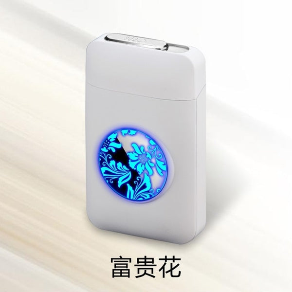 Resin Metal Capacity Cigarette Case Box With USB Electronic Lighter 19PCS Cigarette Holder Electric Plasma Arc Lighter Men Gifts