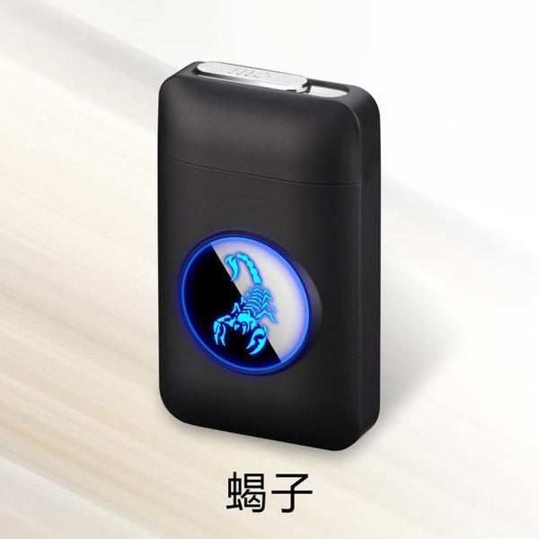 Resin Metal Capacity Cigarette Case Box With USB Electronic Lighter 19PCS Cigarette Holder Electric Plasma Arc Lighter Men Gifts